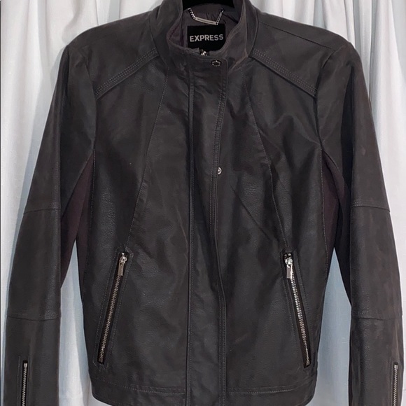 Express Gray Moto Jacket with Silver Hardware - Picture 4 of 6